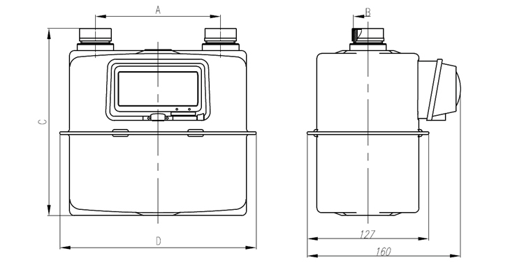 Medidor de gas tipo diafragma, compacto