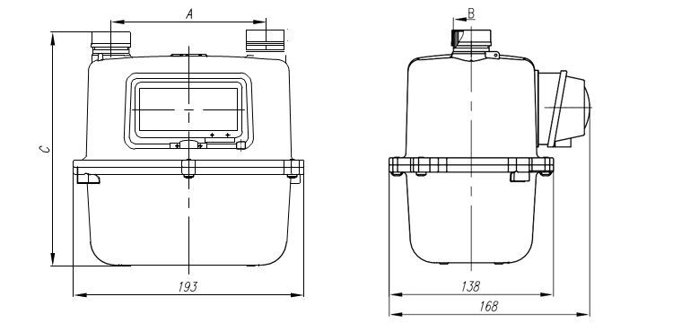 Medidor de gas tipo diafragma, compacto en aluminio